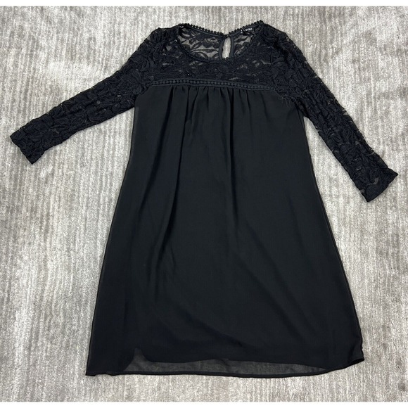 As U‎ Wish Dress Womens Small Black Lace 3/4 Length Sleeve - Picture 1 of 10